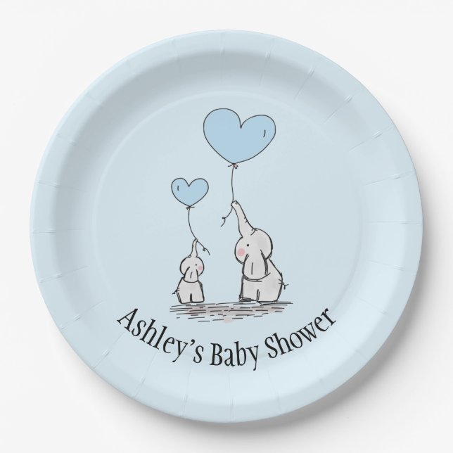 Elephant Love Design Paper Plates (Front)
