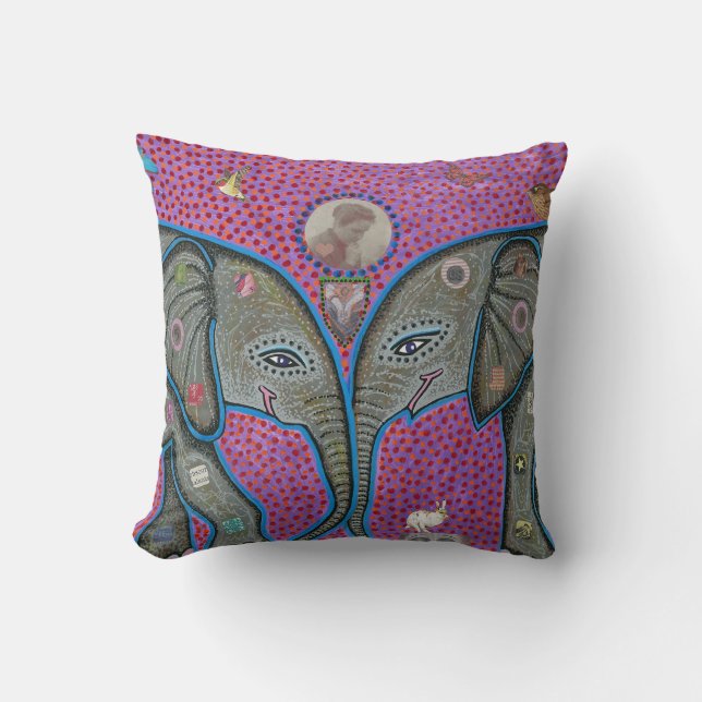 Elephant Love Throw Pillow (Front)
