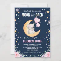 I love you to the sales moon and back baby shower invitations