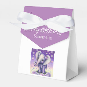 Elephant lovely Purple flowers Birthday Favor Box