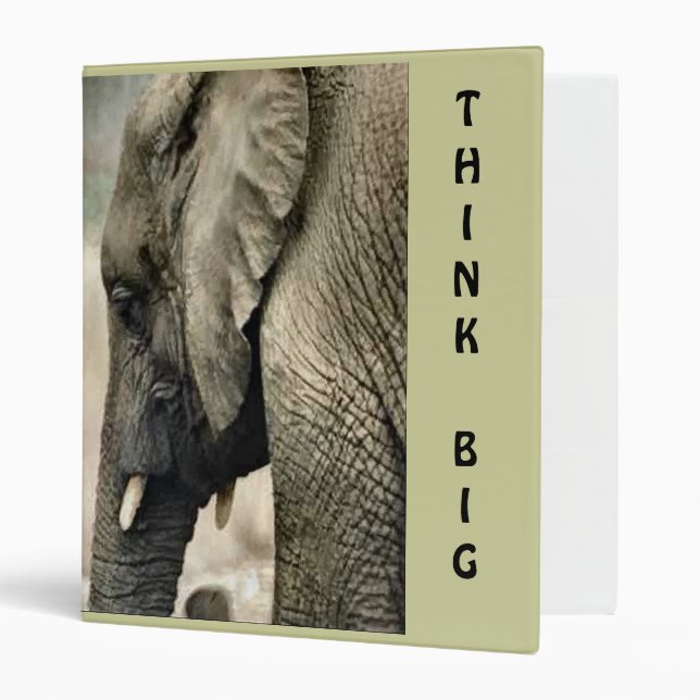 Elephant Lovers Art Gifts Think Big Binder (Front/Inside)
