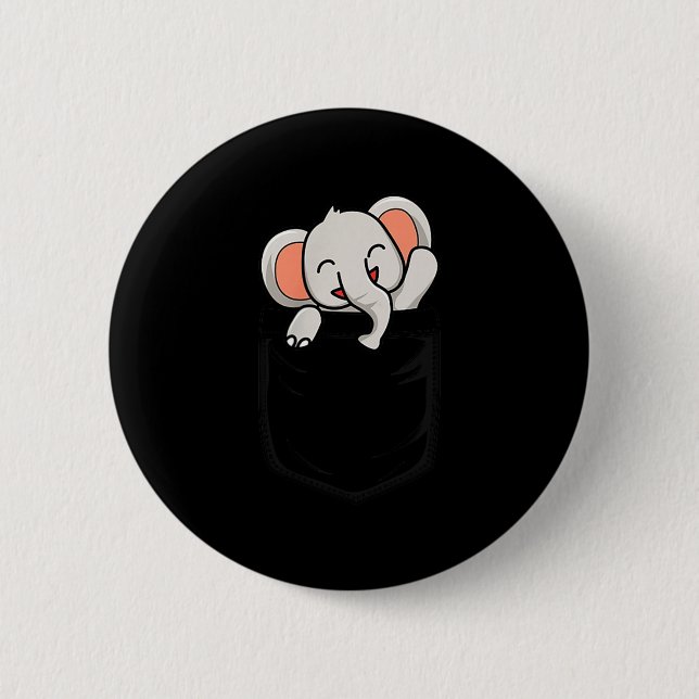 Elephant Lovers Cute Funny Elephant In Cket  Button (Front)