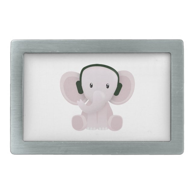Elephant loves music belt buckle (Front)