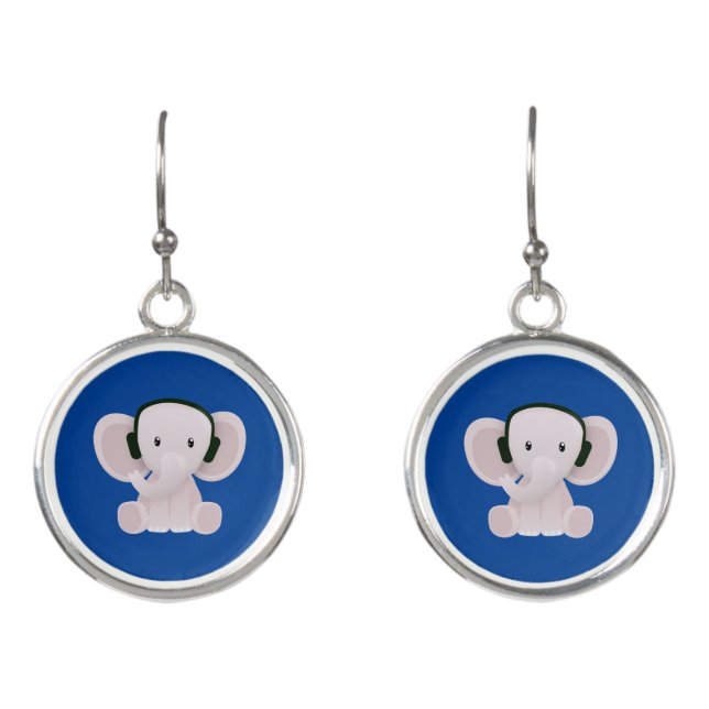 Elephant loves music earrings (Front)