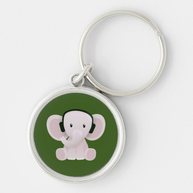 Elephant loves music keychain (Front)