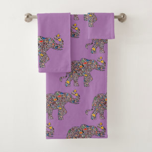 Elephant made in Psychedelic Cheetah Bath Towel Set