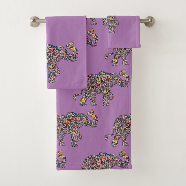 Elephant made in Psychedelic Cheetah Bath Towel Set (Insitu)