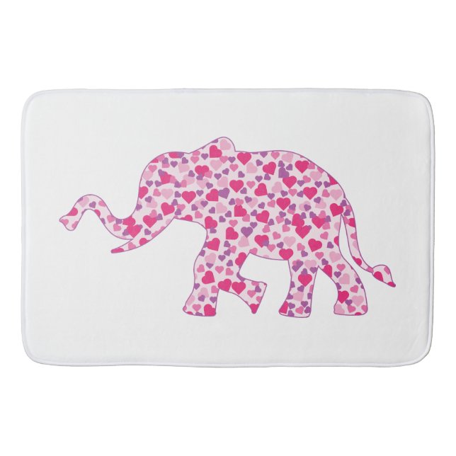 elephant made up of hearts bath mat (Front)