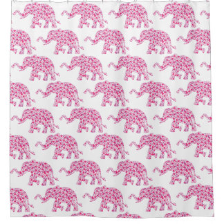 Elephant made up of Hearts Shower Curtain