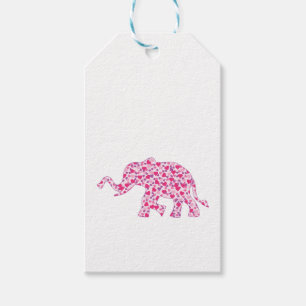 Elephant made up of Little Pink Hearts of Love Gift Tags