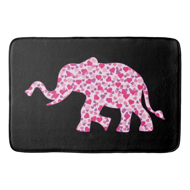 Elephant made up of Pink Hearts Bath Mat (Front)