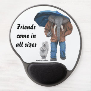 Elephant Man Dog Walking Fantasy Art Gel Mouse Pad