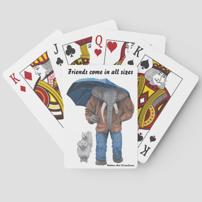 Elephant Man Walking Dogs Fantasy Playing Cards (Back)