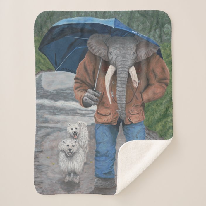 Elephant Man Walking Dogs Fantasy Sherpa Blanket Zazzle Com