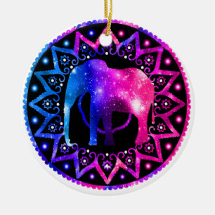 Elephant Mandala Ceramic Ornament