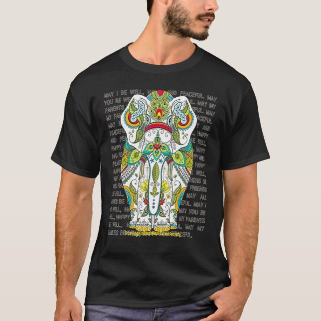 Elephant Mandala Loving Kindness Metta Wish Blessi T-Shirt (Front)
