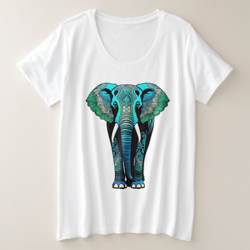 Elephant Mandala Silhouette Plus Size T_Shirt