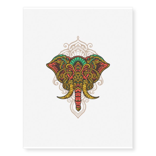 Elephant Mandala T-Shirt Socks Leggings Flip Flops Temporary Tattoos (Front)