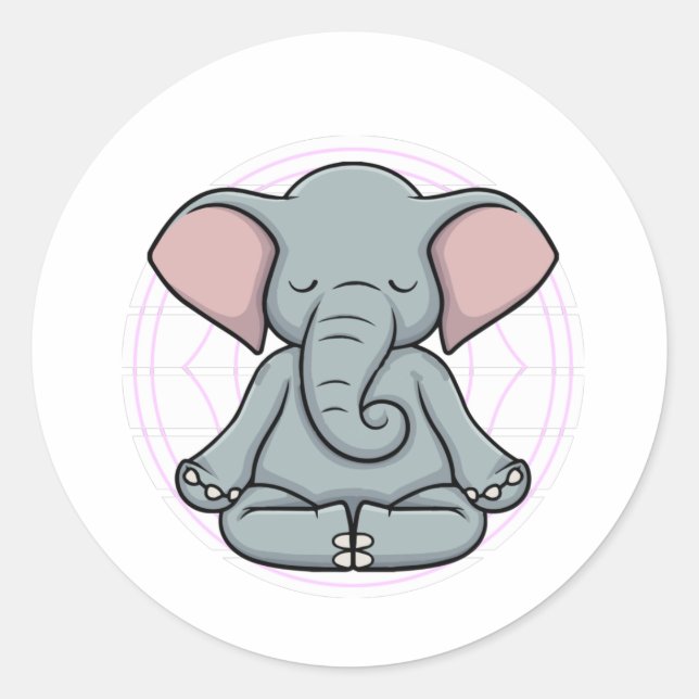 Elephant Meditation Yoga Zen Classic Round Sticker (Front)