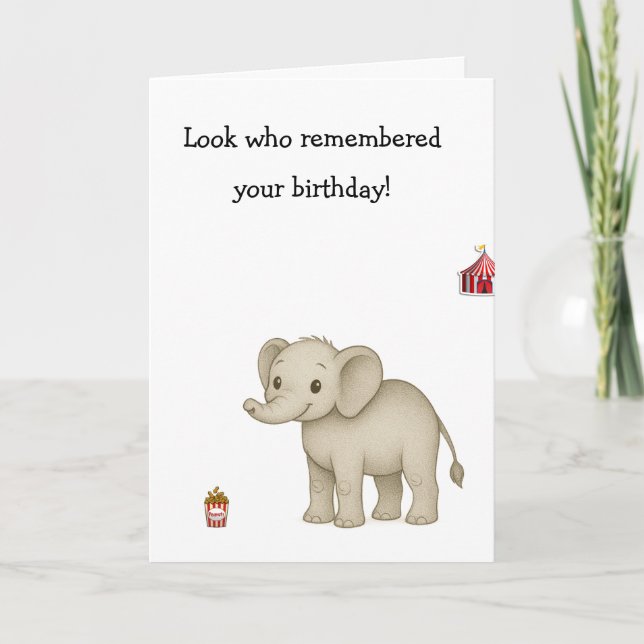 Elephant Memory Birthday Card (Front)