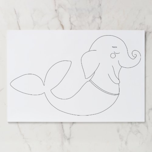 Elephant Mermaid Line Art Coloring Pages Paper Pad