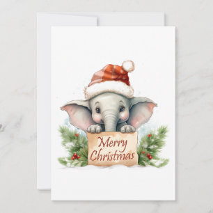 Elephant Merry Christmas Holiday Card