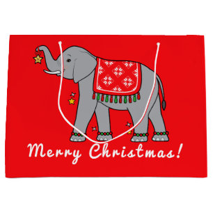 Elephant Merry Christmas Large Gift Bag
