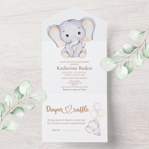 Elephant Minimalist All In One Invitation