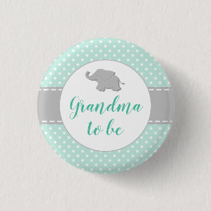 Elephant Mint Green Baby Shower Grandma To Be Button