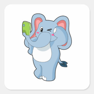 Elephant Mobile Square Sticker