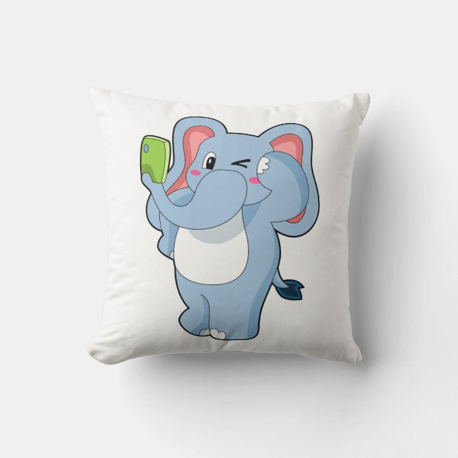 Elephant Mobile Throw Pillow (Front)