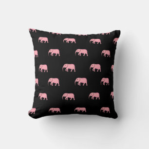 Elephant Modern Baby for Kids Pink Black Throw Pillow