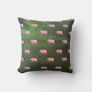 Elephant Modern Baby for Kids Pink Green Throw Pillow