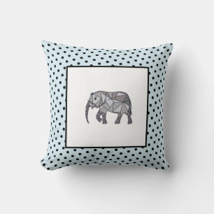 Elephant Modern Birth Baby Boy for Kids Polka Throw Pillow