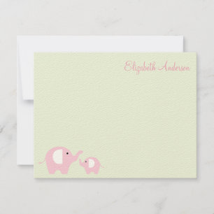 Elephant Mom and Baby Flat Thank You Notes