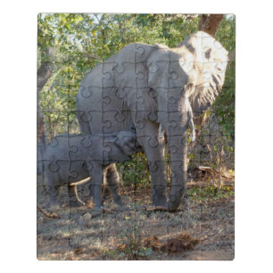 Elephant Mom and Baby Jigsaw Puzzle
