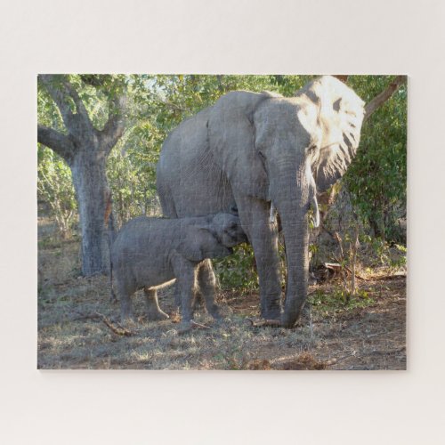 Elephant Mom and Baby Jigsaw Puzzle