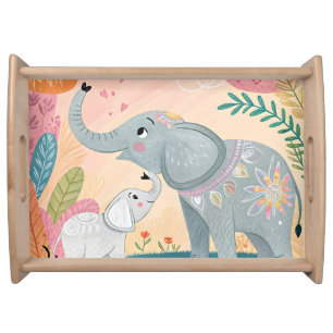 Elephant Mom and Baby Serving Tray