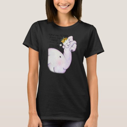 Elephant Mom and Baby Sunflower Daughter Mothers T_Shirt