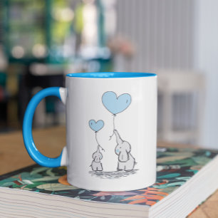 Elephant Mom & Baby Blue Mother's Day Baby Shower Mug