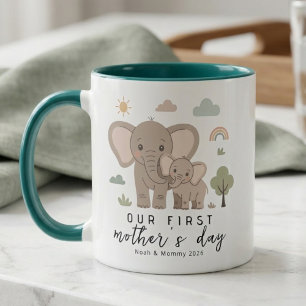 Elephant Mom Baby First Mothers Day Design Mug