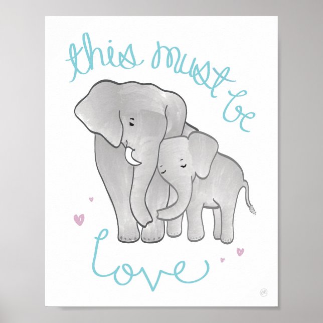 Elephant Mom & Baby "Must Be Love" Decor (Front)