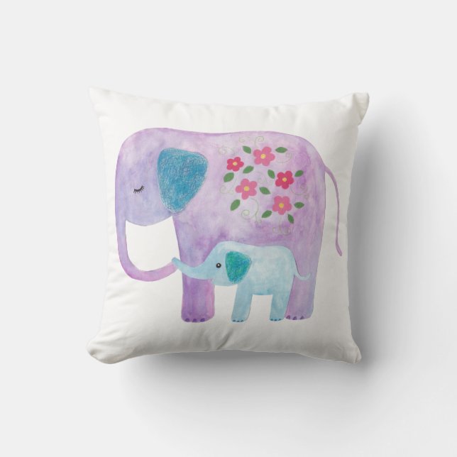 Elephant Mom & baby Pillow Cute Elephant Cushion (Front)