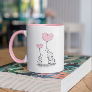 Elephant Mom & Baby Pink Mother's Day Baby Shower Mug