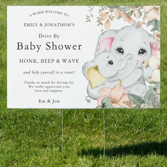 Elephant Mom Baby Shower Welcome to Drive By Sign (Insitu)