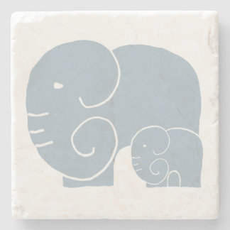 Elephant Mom & Baby stone coaster