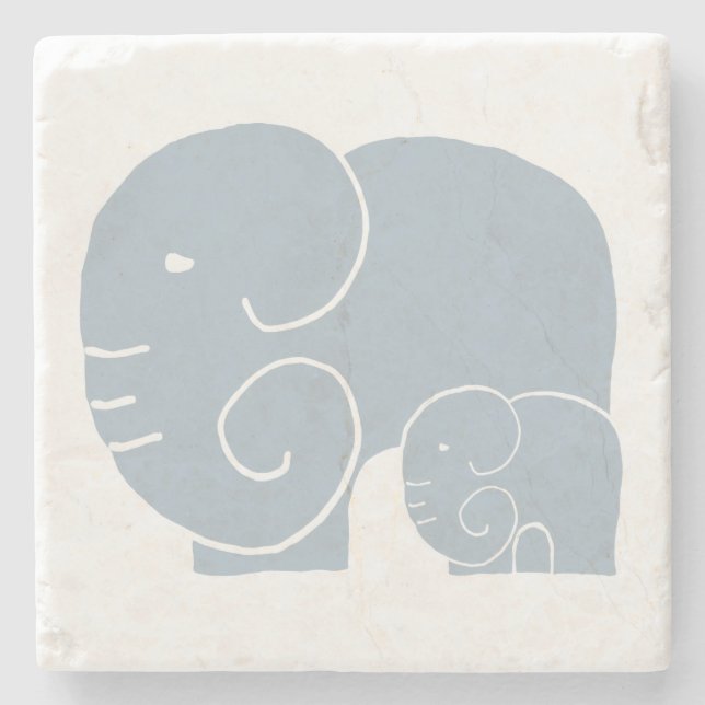 Elephant Mom & Baby stone coaster (Front)