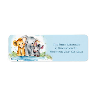 Elephant Mommy-to-be Safari Baby Shower Return Label