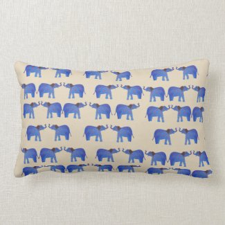 Elephant Mood Lumbar Cushion , Blue elephant