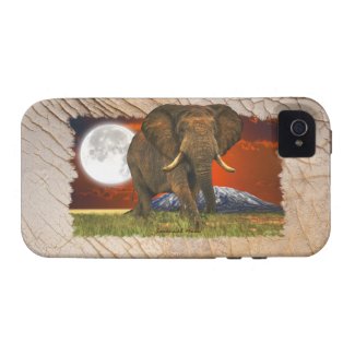 Elephant & Moon on Elephant Hide-effect Phone Case Vibe iPhone 4 Covers
